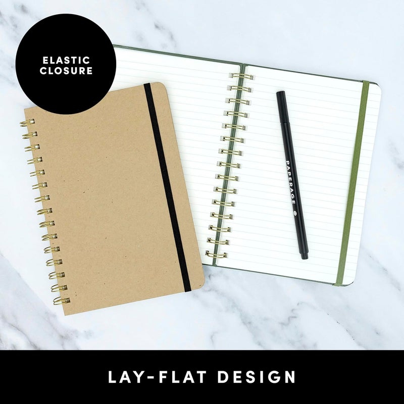 PAPERAGE Lined Spiral Journal Notebook, (Black), 160 Pages, Hardcover Journal for Women & Men, Medium 5.5 in x 8 in - 100 GSM, Thick Paper, Spiral Notebook for Work, School & Journaling - Image 3